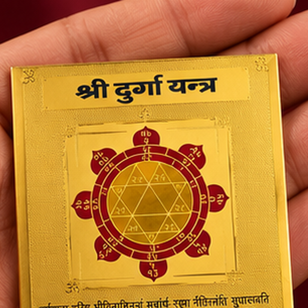 DEVAASTHA Durga Yantra — hand size reference